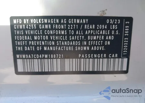 2023 Volkswagen Golf Gti 2.0T 40Th Anniversary Edition из США, поврежденный, VIN WVW9A7CD4PW188721